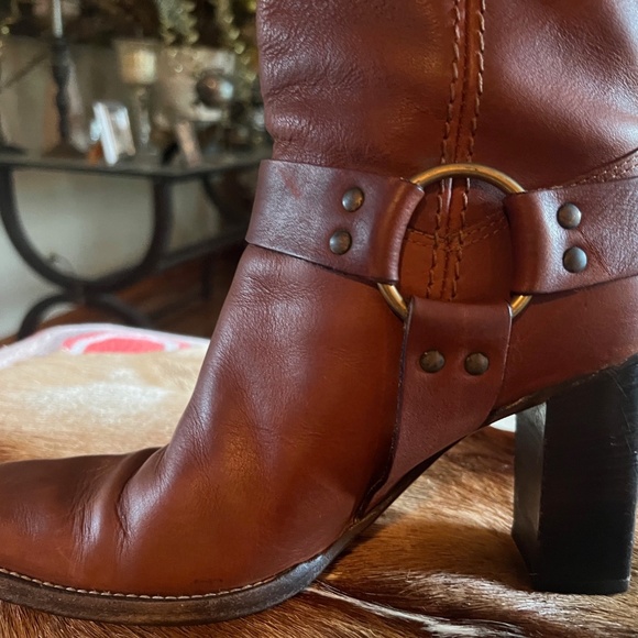 Michael Kors Brown Leather Low-Calf Boots W/ 3" Block Heels--Size 7.5 - Picture 5 of 15